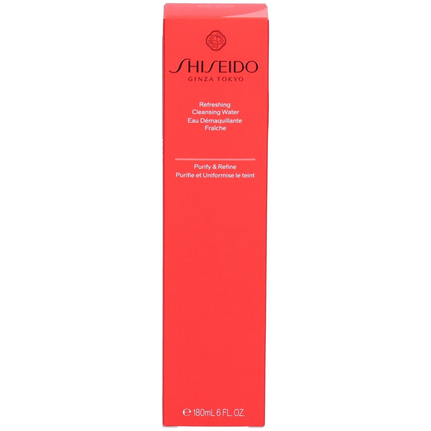 Rode doos voor Shiseido Verfrissende Reinigingswater, 180ml.