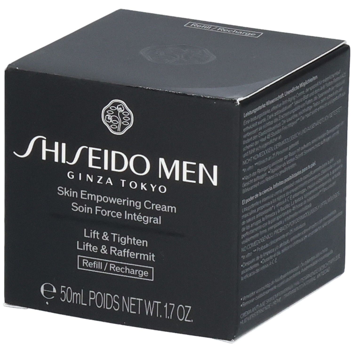 Emballage Shiseido Men Skin Empowering Cream. Lift & Tighten. Refill / Recharge.