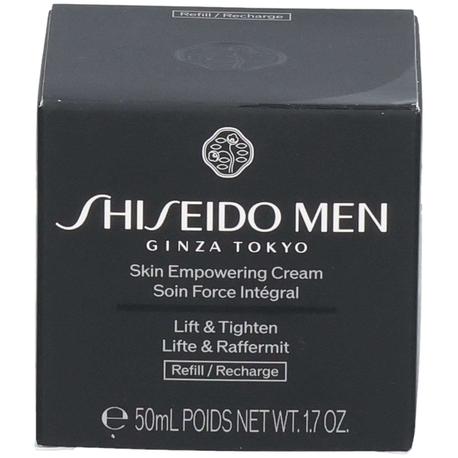 Emballage Shiseido Men Skin Empowering Cream. Lift & Tighten. Refill / Recharge.