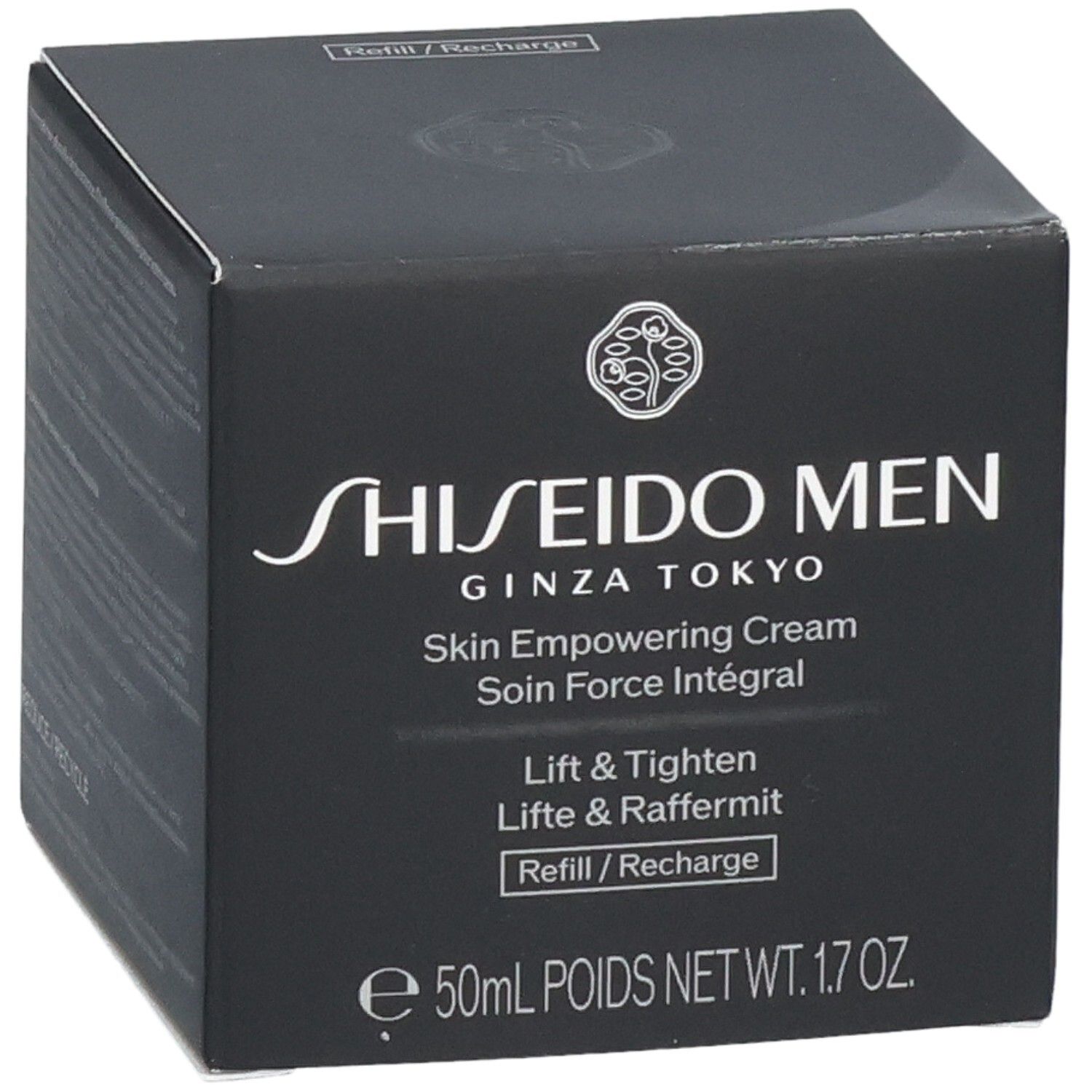 Emballage Shiseido Men Skin Empowering Cream. Lift & Tighten. Refill / Recharge.