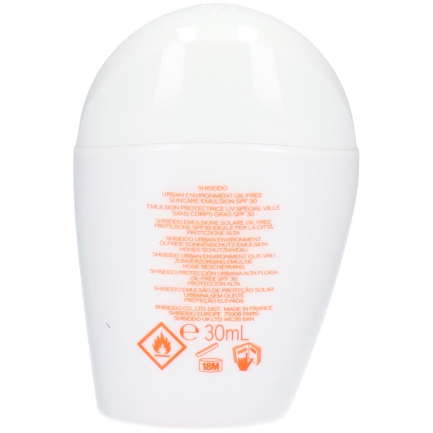 Arrière de l'émulsion Shiseido Urban Environment Age Defense Sun Dual Care SPF 30.