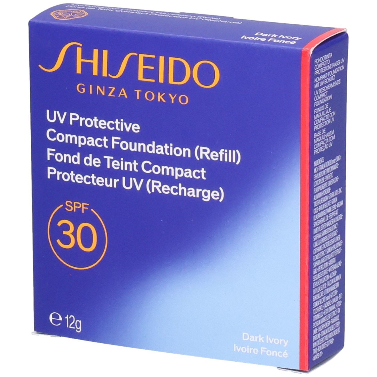 Shiseido compact foundation refill, SPF 30, donker ivoor.