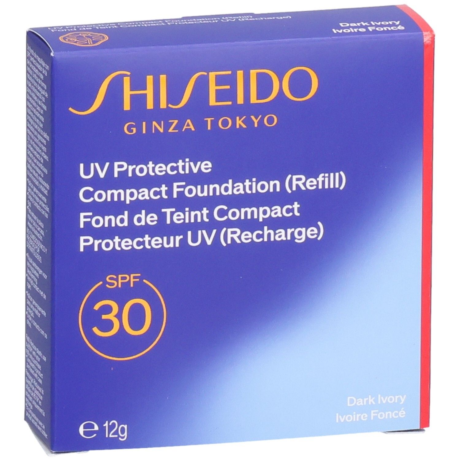Shiseido UV Protective Compact Foundation (Navulling), SPF 30, 12g, kleur Dark Ivory.