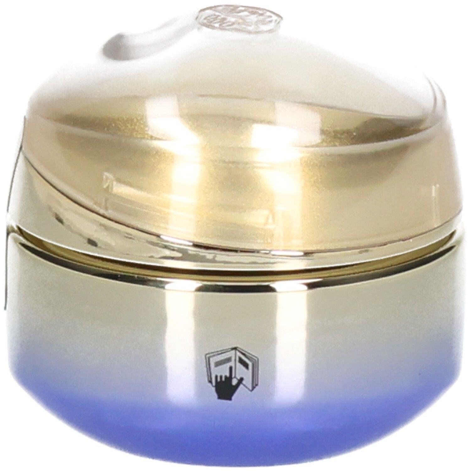 Pot Shiseido Vital Perfection pour les yeux, avec logo sur le corps, couvercle doré.