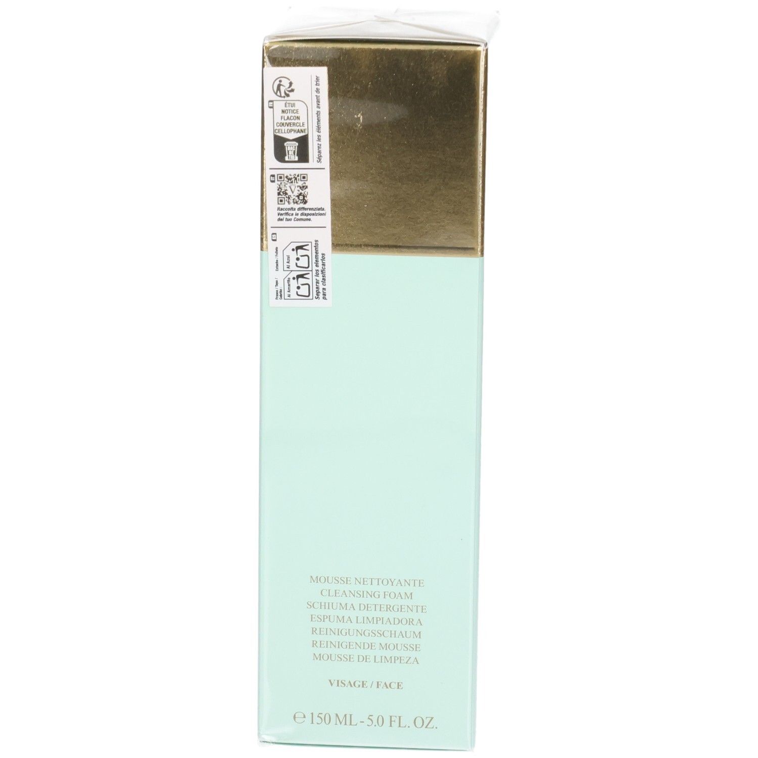 Zijkant van de Valmont Bubble Falls verpakking met productnaam en volume.