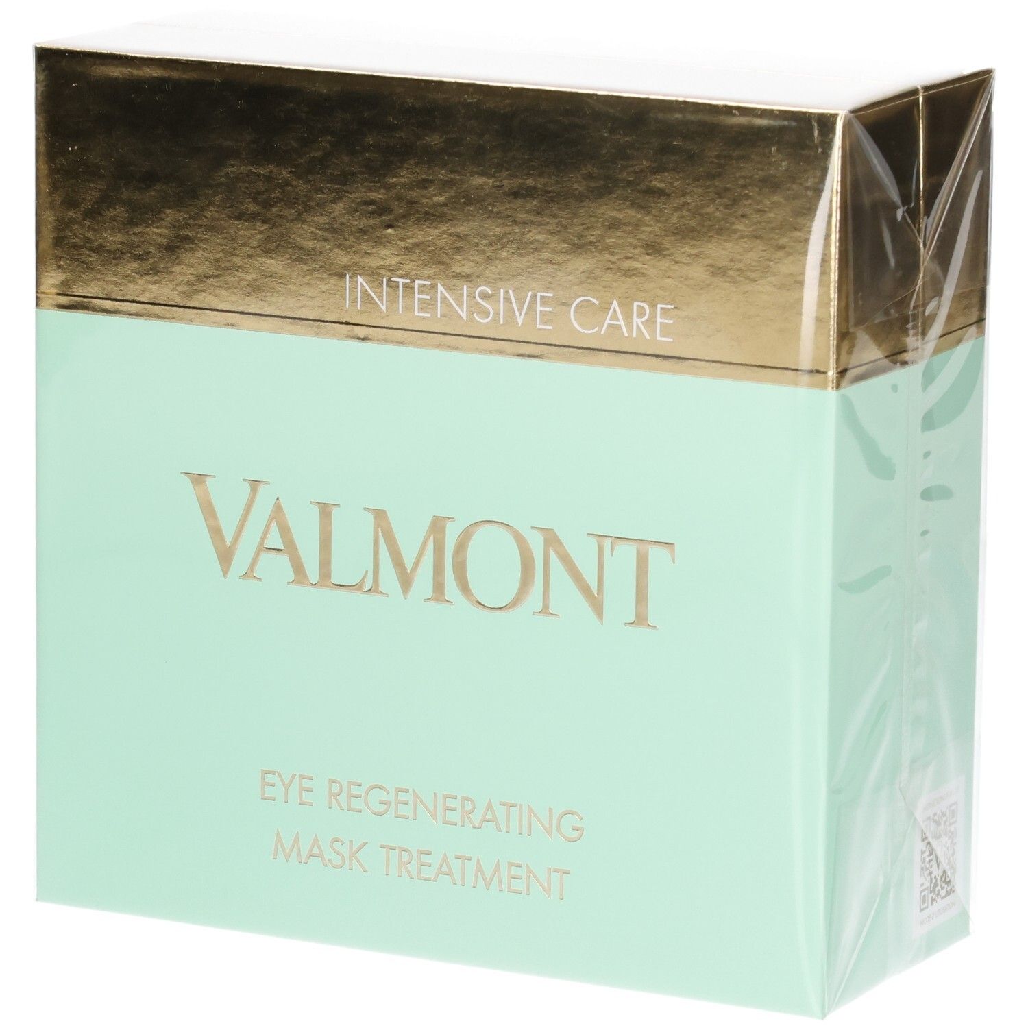 Valmont Oogmasker Behandeling Doos. Intensieve Verzorging. Gouden en mintgroene verpakking.