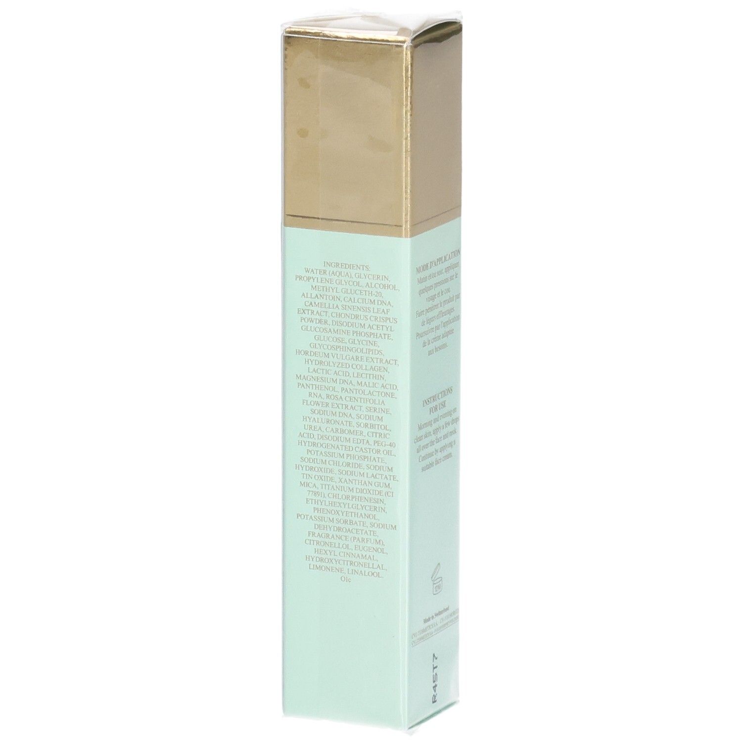 Emballage VALMONT Hydra3 Regenetic Serum avec liste des ingrédients en français et anglais.
