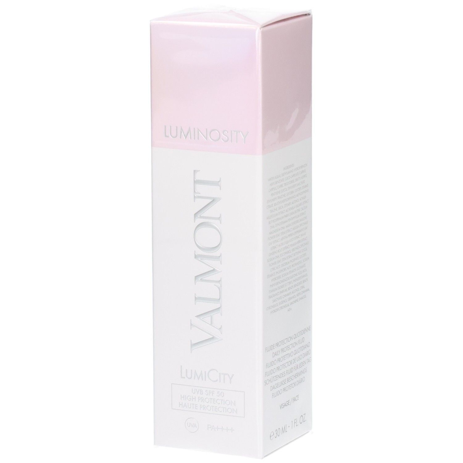 Emballage Valmont Luminosity LumiCity SPF50 Crème de jour.