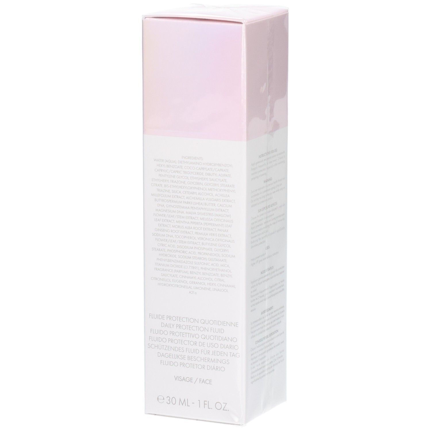 Avant de l'emballage Valmont Luminosity LumiCity SPF50 Crème de jour avec informations produit.