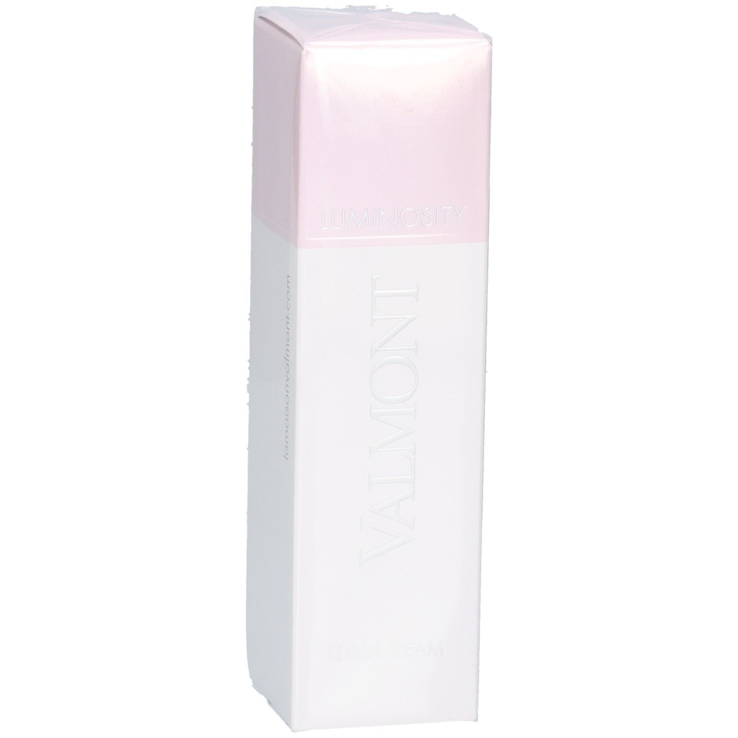 Emballage Valmont LumiCream, face avant avec logo.