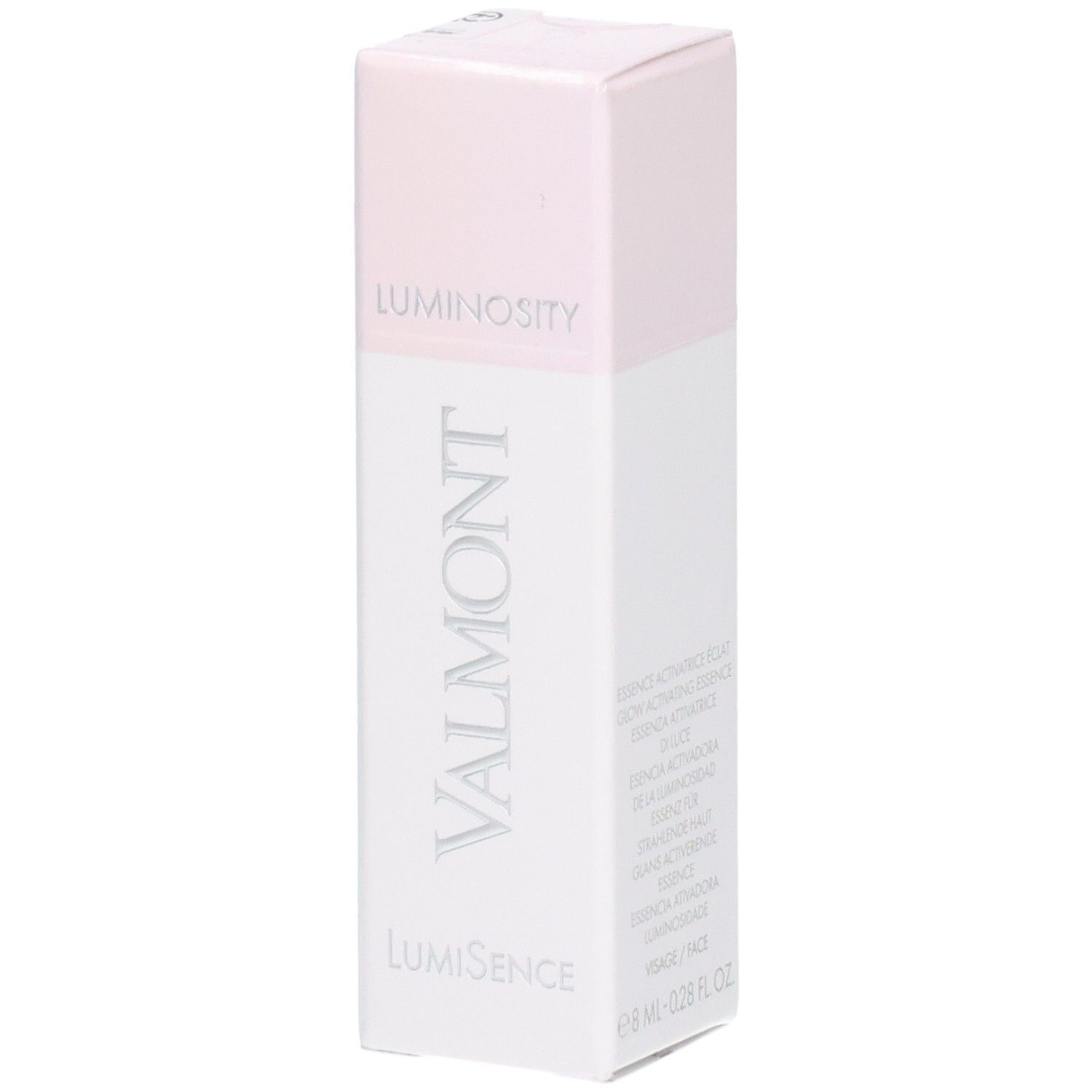 Emballage VALMONT Lumisence avec inscription 'LUMINOSITY'.
