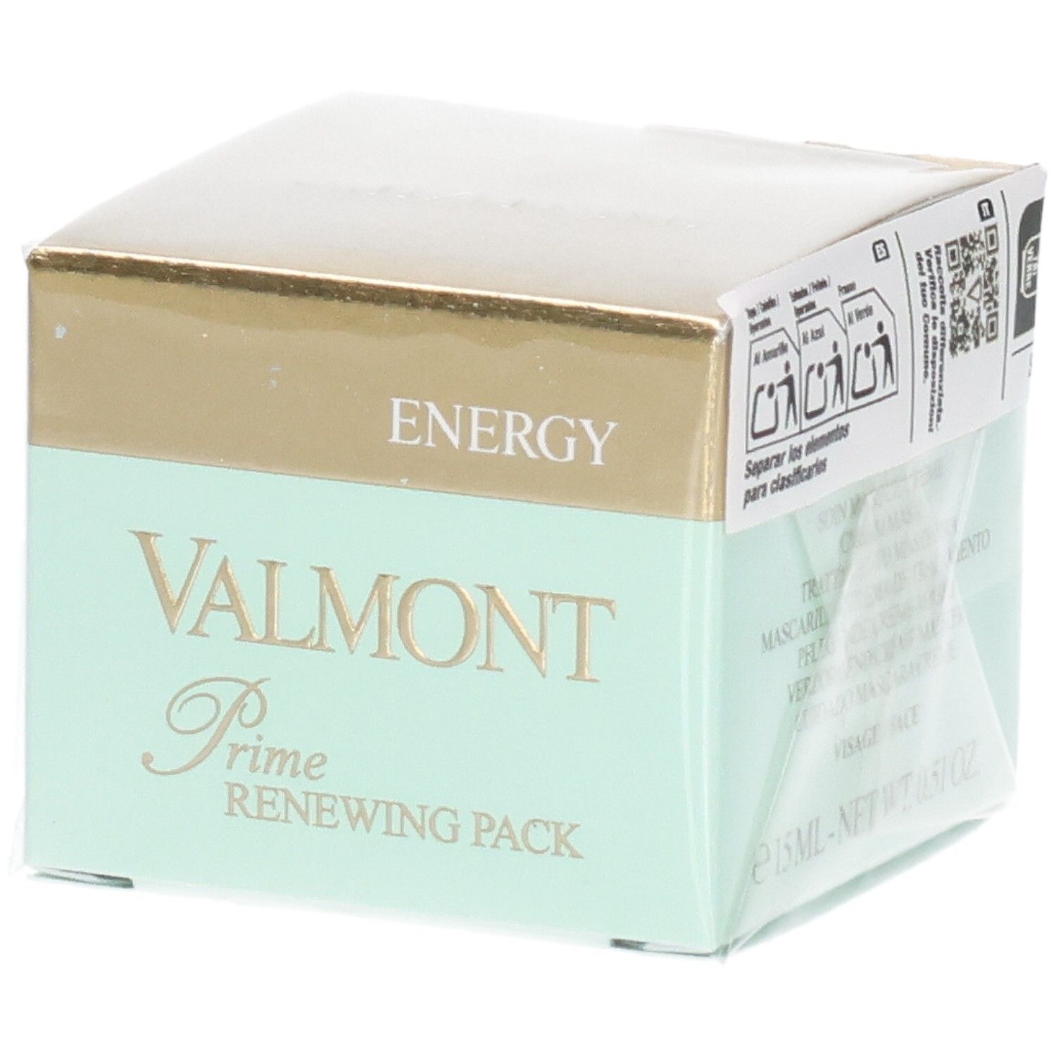 VALMONT Prime Renewing Pack, emballage menthe et or avec nom du produit et "ENERGY".