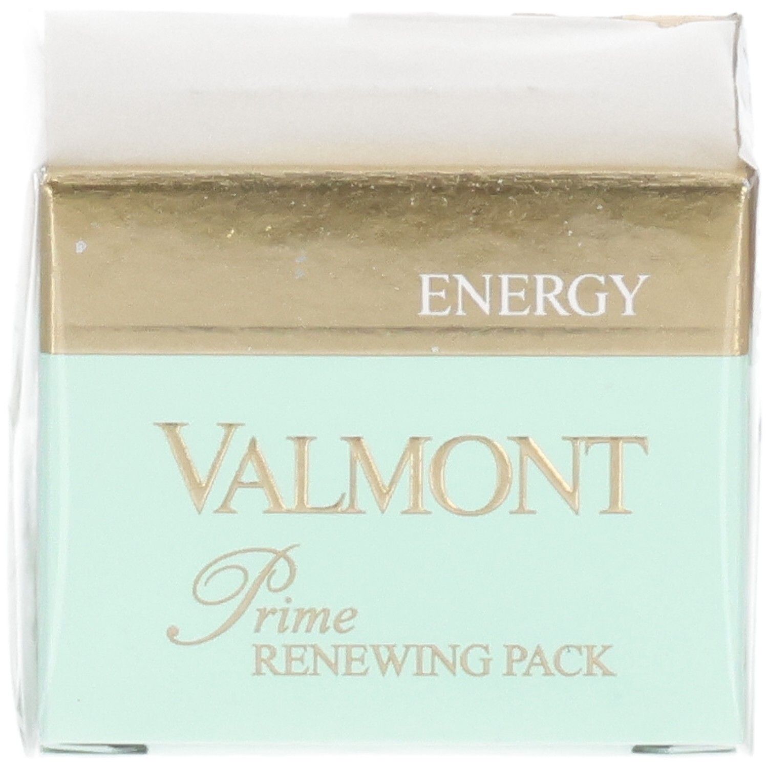 VALMONT Prime Renewing Pack, vue de face de l'emballage menthe et or.