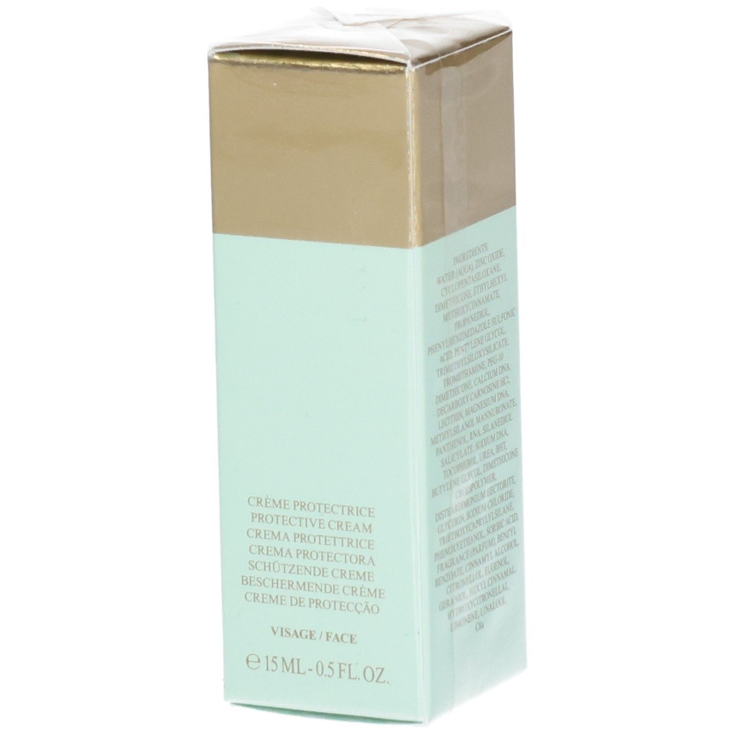 VALMONT Restoring Perfection Crème protectrice SPF 50, tube 15 ml, emballage doré et menthe.