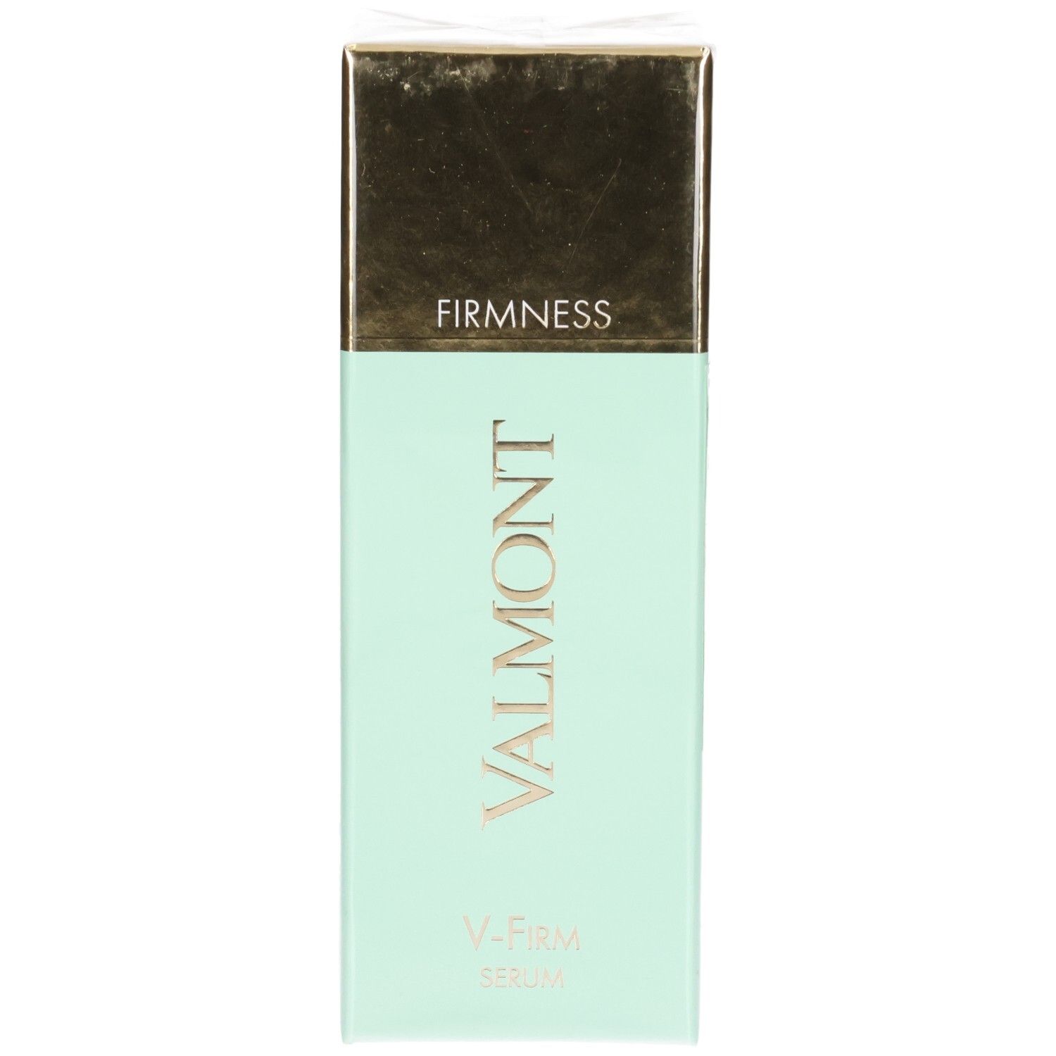 VALMONT V-Firm Serum doos, voorkant met reliëf en logo.
