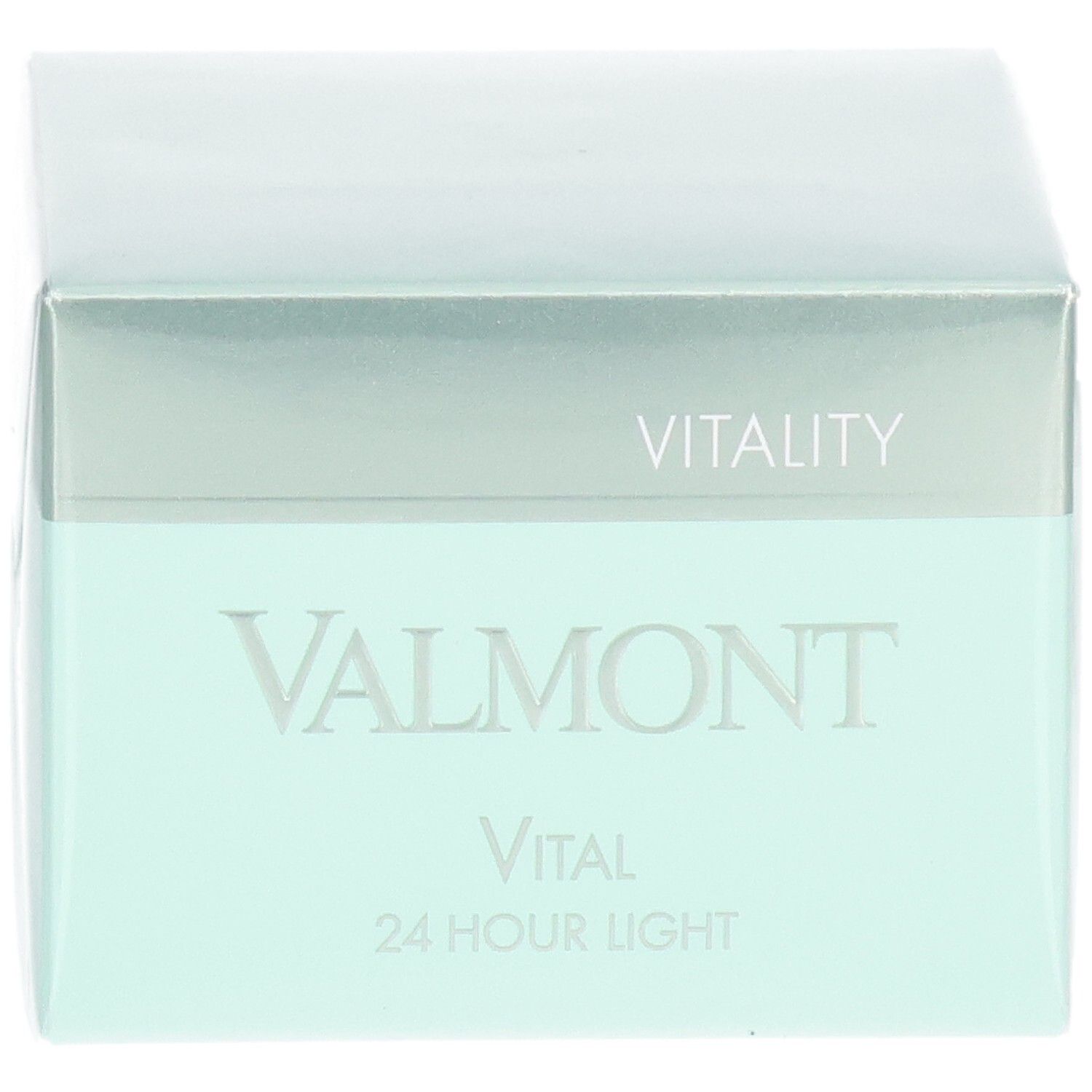 VALMONT Vital 24 Hour Light Crème verpakking. Voorkant met productnaam en Vitality-opschrift.