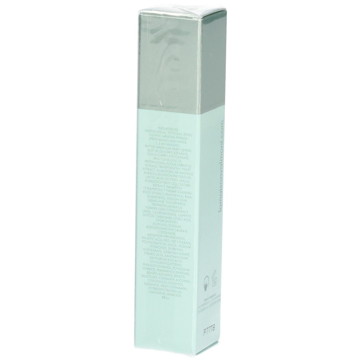 Emballage VALMONT Vital B. Fluid, côté. Contient la liste détaillée des ingrédients.