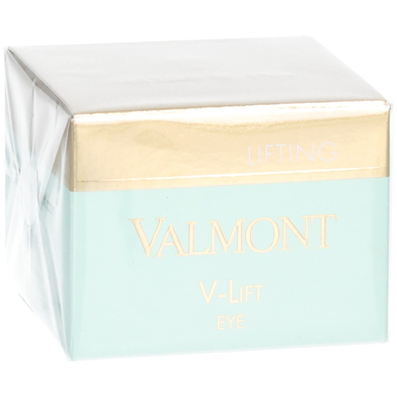 VALMONT V-Lift Eye Cream verpakking, schuin van voren met "Lifting" en productnaam.