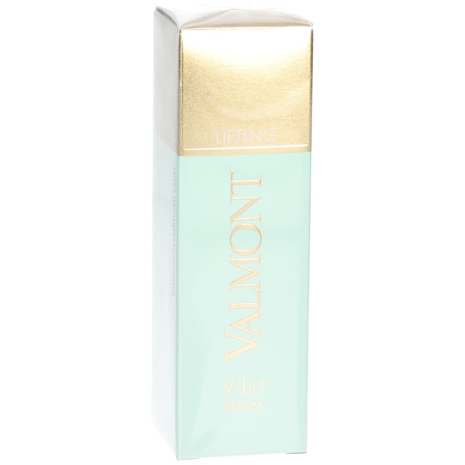VALMONT V-Lift Serum, anti-rimpel serum, mintgroene en gouden verpakking.