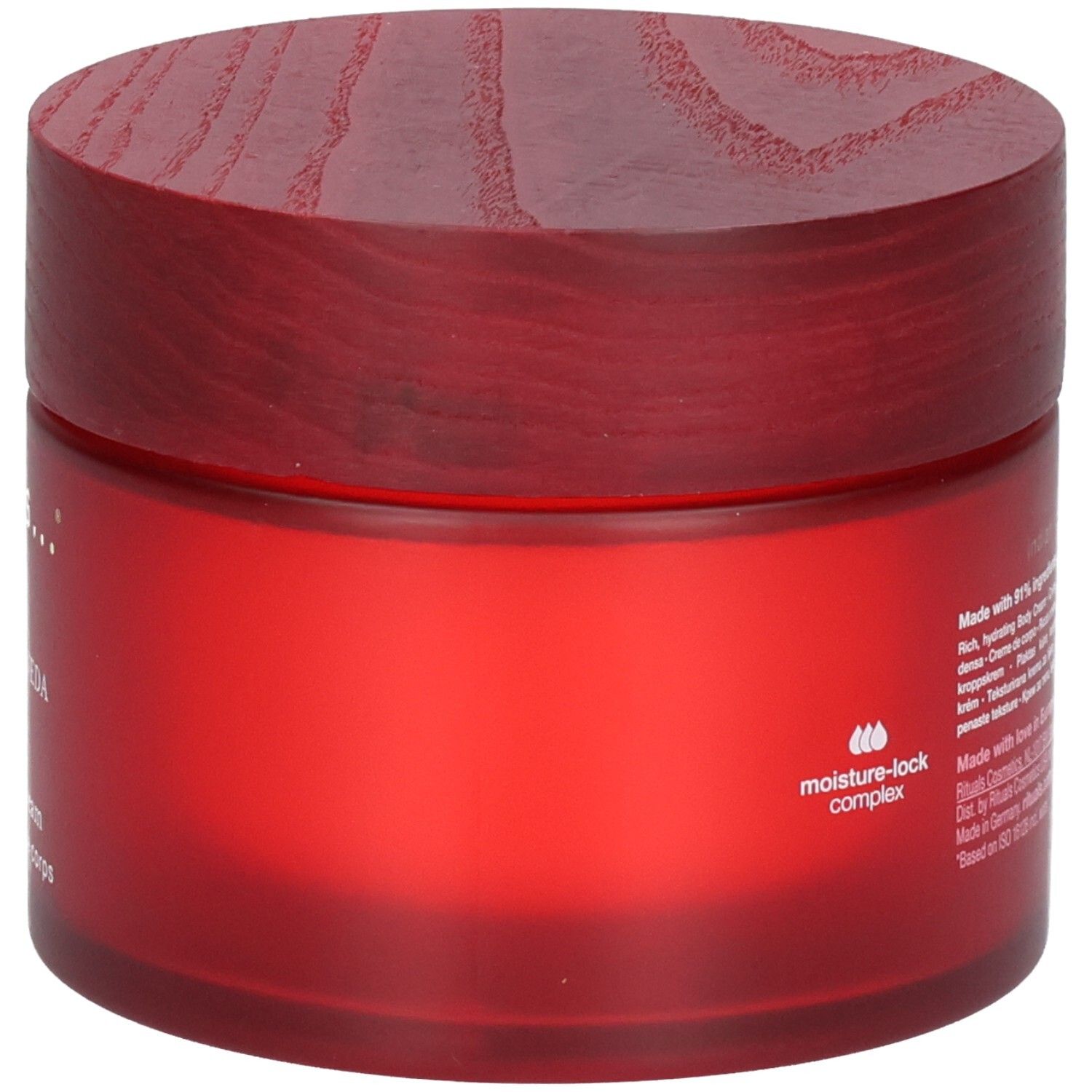 RITUALS The Ritual of Ayurveda Body Cream pot met focus op het moisture-lock complex symbool.