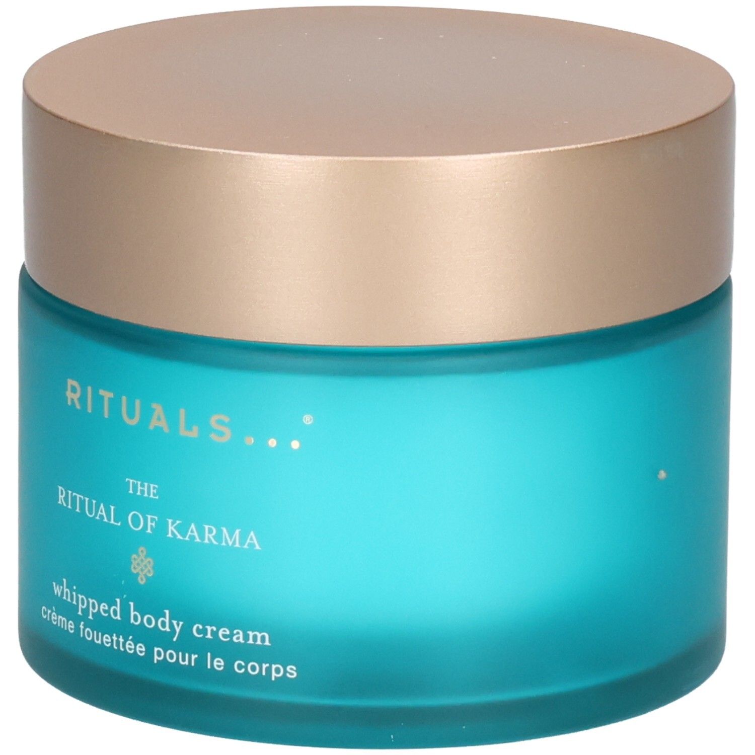 RITUALS The Ritual of Karma Body Cream in blauwe glazen pot met gouden deksel.