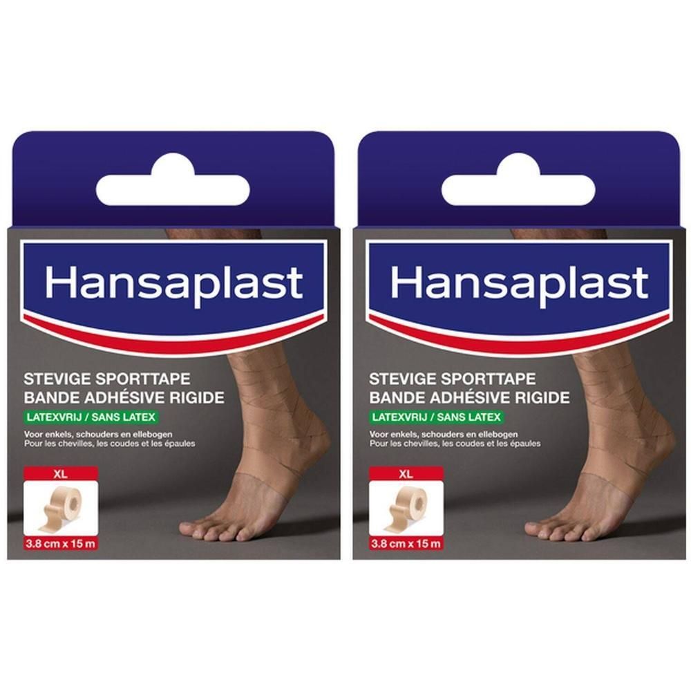 Deux boîtes de Hansaplast Sporttape. Beige, 3,8 cm x 15 m. Pour chevilles, épaules et coudes. Sans latex.