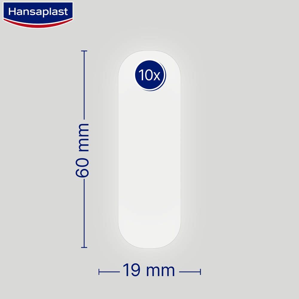 Dimensions du pansement Hansaplast. 60 mm x 19 mm. 10 pièces.