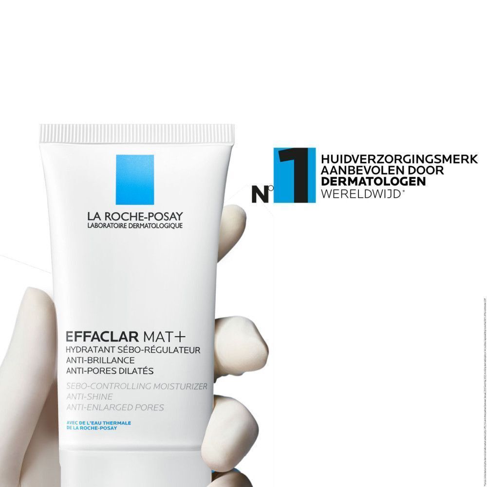 La Roche-Posay Effaclar Mat+ tube. Tekst: Huidverzorgingsmerk aanbevolen door dermatologen.