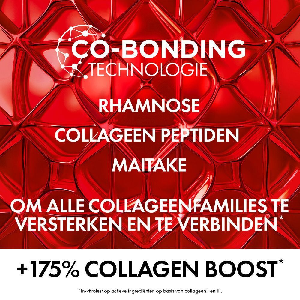 Tekst: Co-Bonding Technologie, Rhamnose, collageenpeptiden, Maitake.