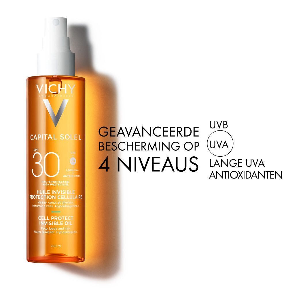 Vrouw in witte badpak. Tekst: De huid ziet er onmiddellijk gevoed & stralend uit.