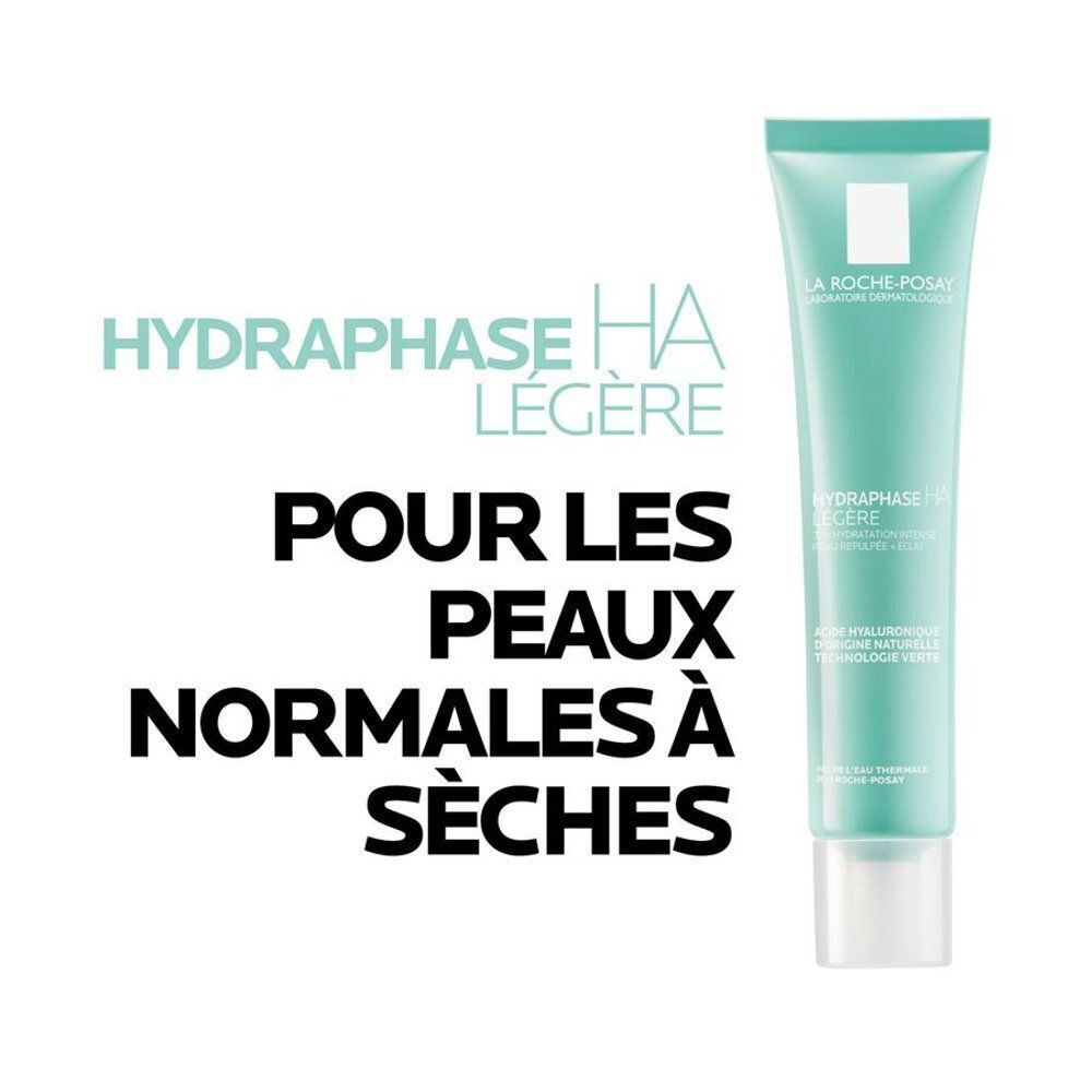 La Roche-Posay Hydraphase HA Légère. Texte : Pour les peaux normales à sèches.
