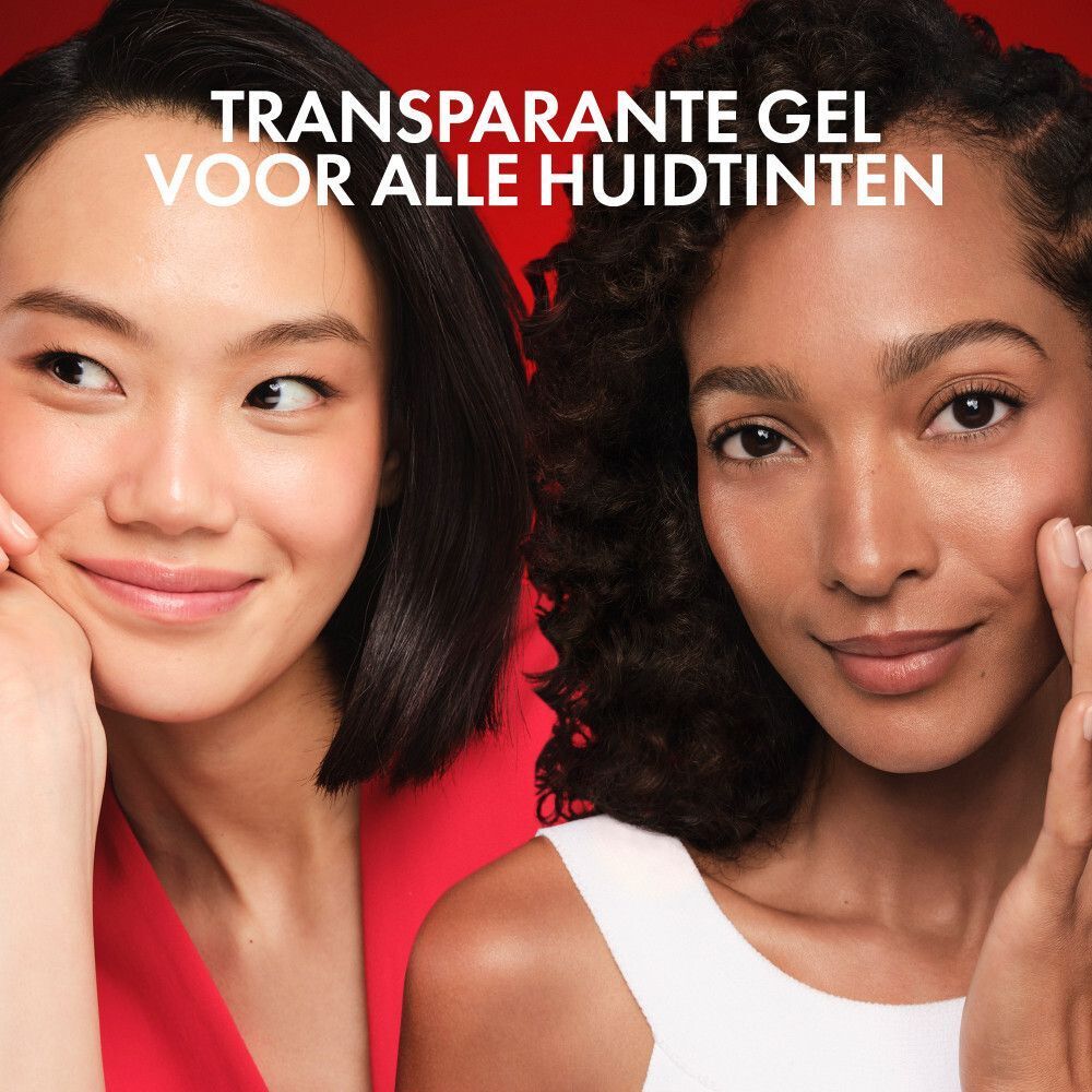 Twee vrouwen. Tekst: Transparante gel voor alle huidtinten.