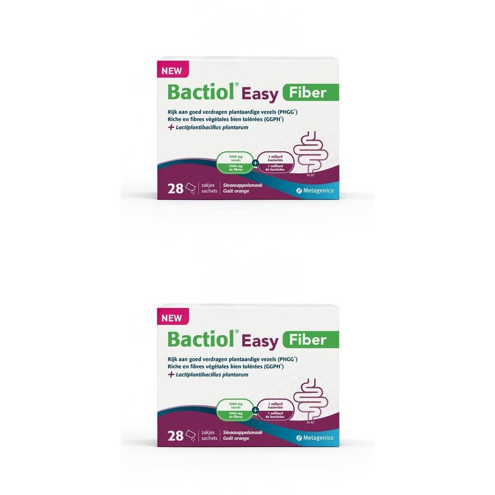 Deux boîtes de Bactiol Easy Fiber. Inscription : 28 sachets.