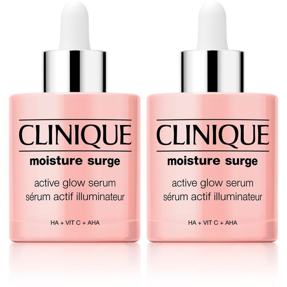Twee flacons Clinique Moisture Surge Active Glow Serum.