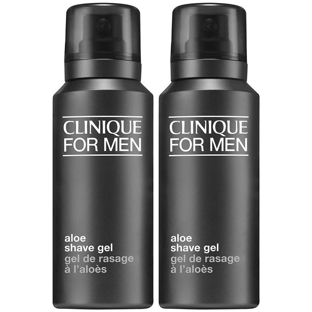 Deux flacons noirs de gel de rasage à l'aloès CLINIQUE FOR MEN.