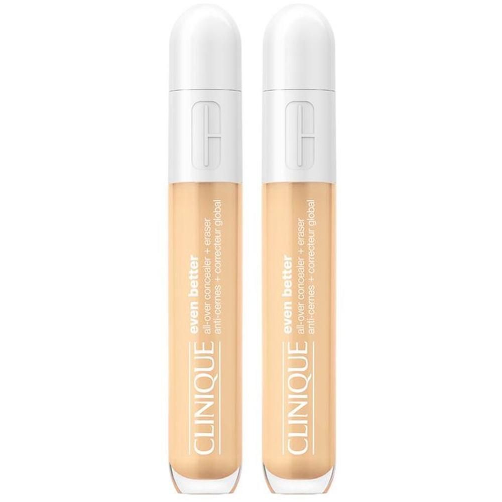 Deux tubes de correcteur. Bouchon blanc, contenant beige. Inscription : Clinique, Even Better, Anti-Cernes + Correcteur Global.