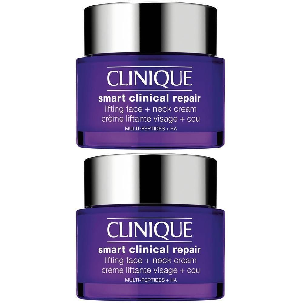 Twee potjes Clinique Smart Clinical Repair Lifting Face + Neck Cream.