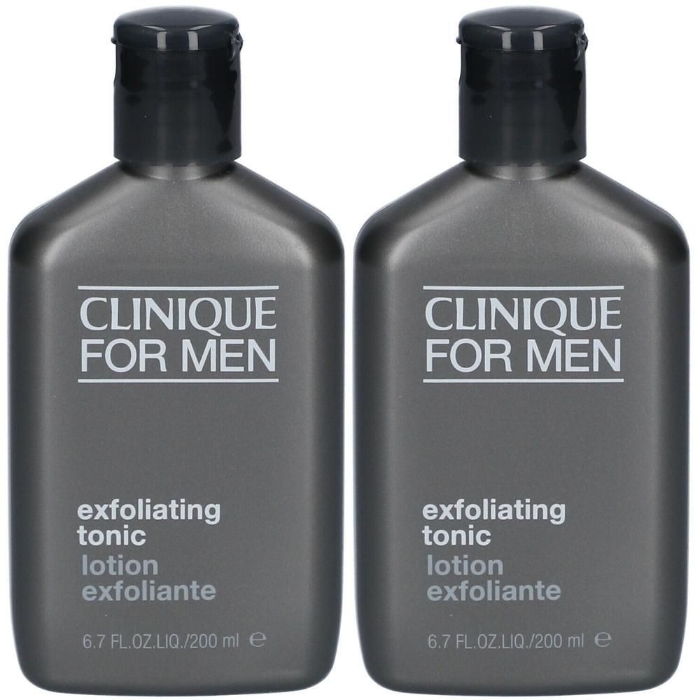 Deux flacons Clinique for Men Exfoliating Tonic, 200 ml chacun.