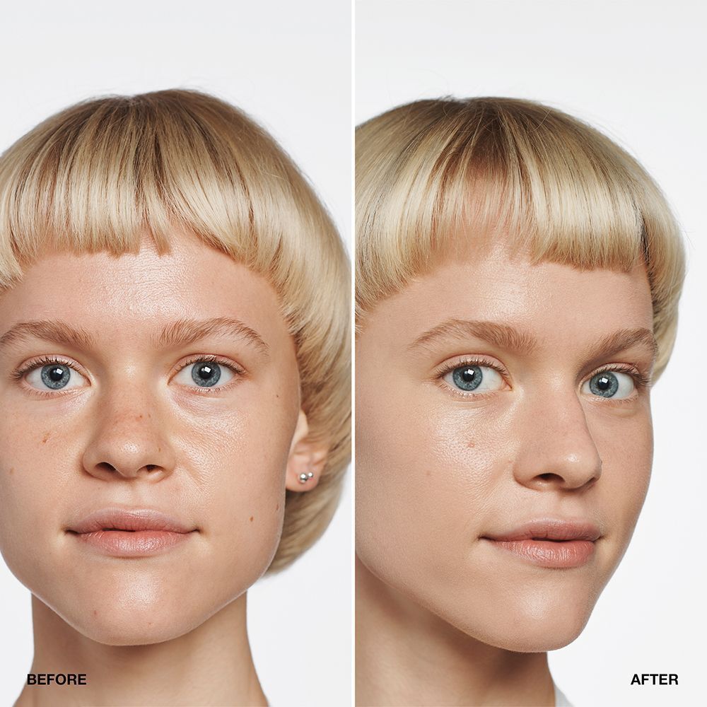 Vergelijking van een vrouw voor en na toepassing van CLINIQUE Even Better Make-up SPF 15.