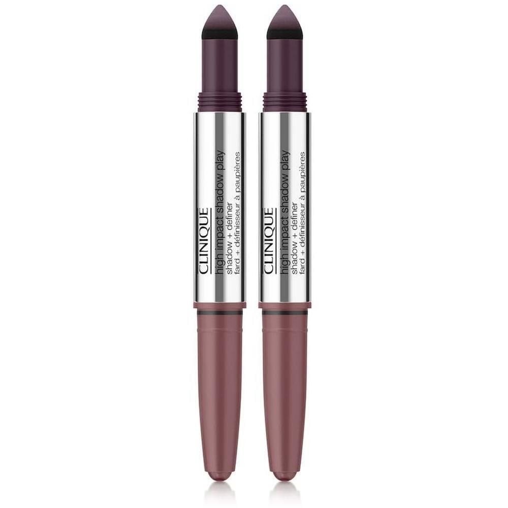 Twee Clinique High Impact Shadow Play pennen in pruimkleur.