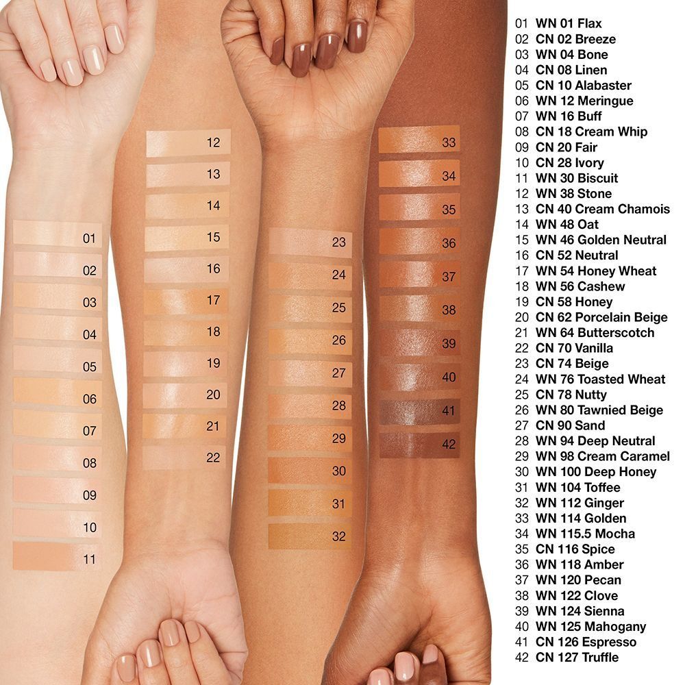 Kleurenkaart Clinique Even Better Clinical Serum Foundation, 42 tinten.