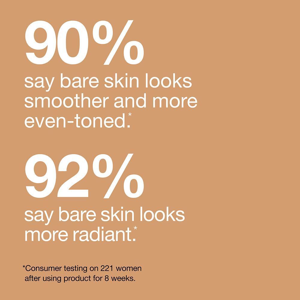 Statistiques : 90% trouvent la peau plus lisse, 92% plus radieuse avec le fond de teint sérum CLINIQUE.