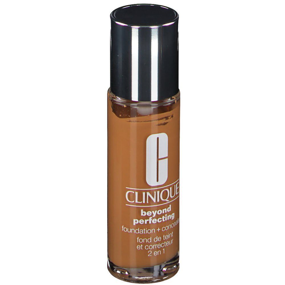 Voorkant van een flacon CLINIQUE Beyond Perfecting Foundation + Concealer, 23 Ginger. 2-in-1 formule.