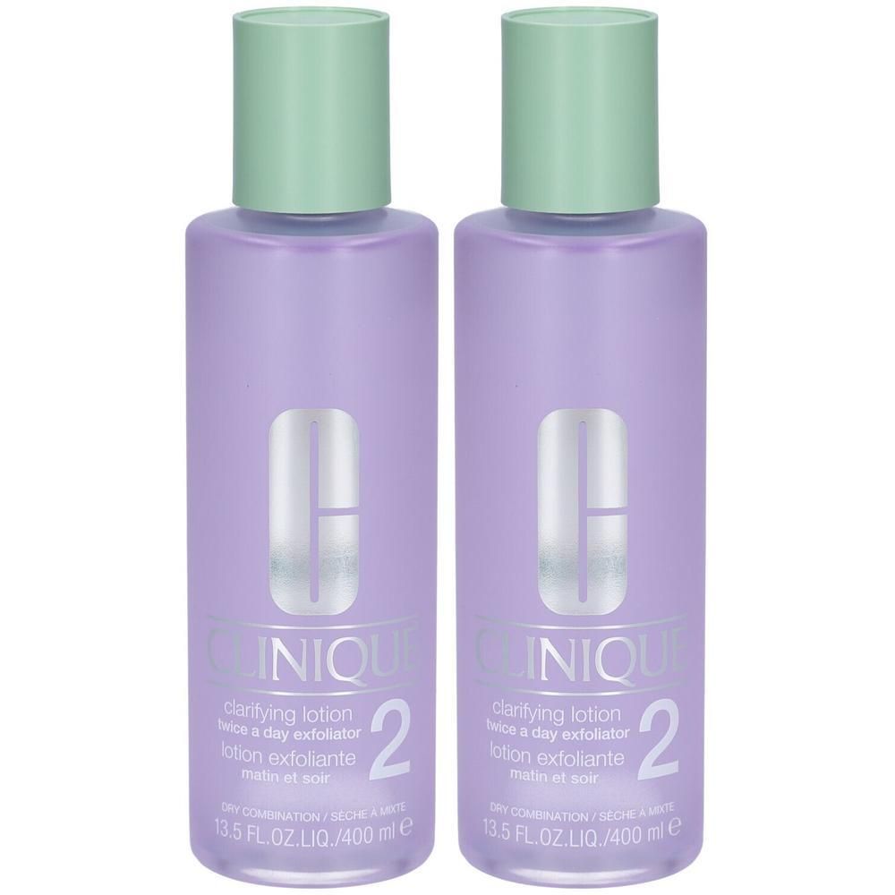 Twee flacons Clinique Clarifying Lotion 2, 400 ml.