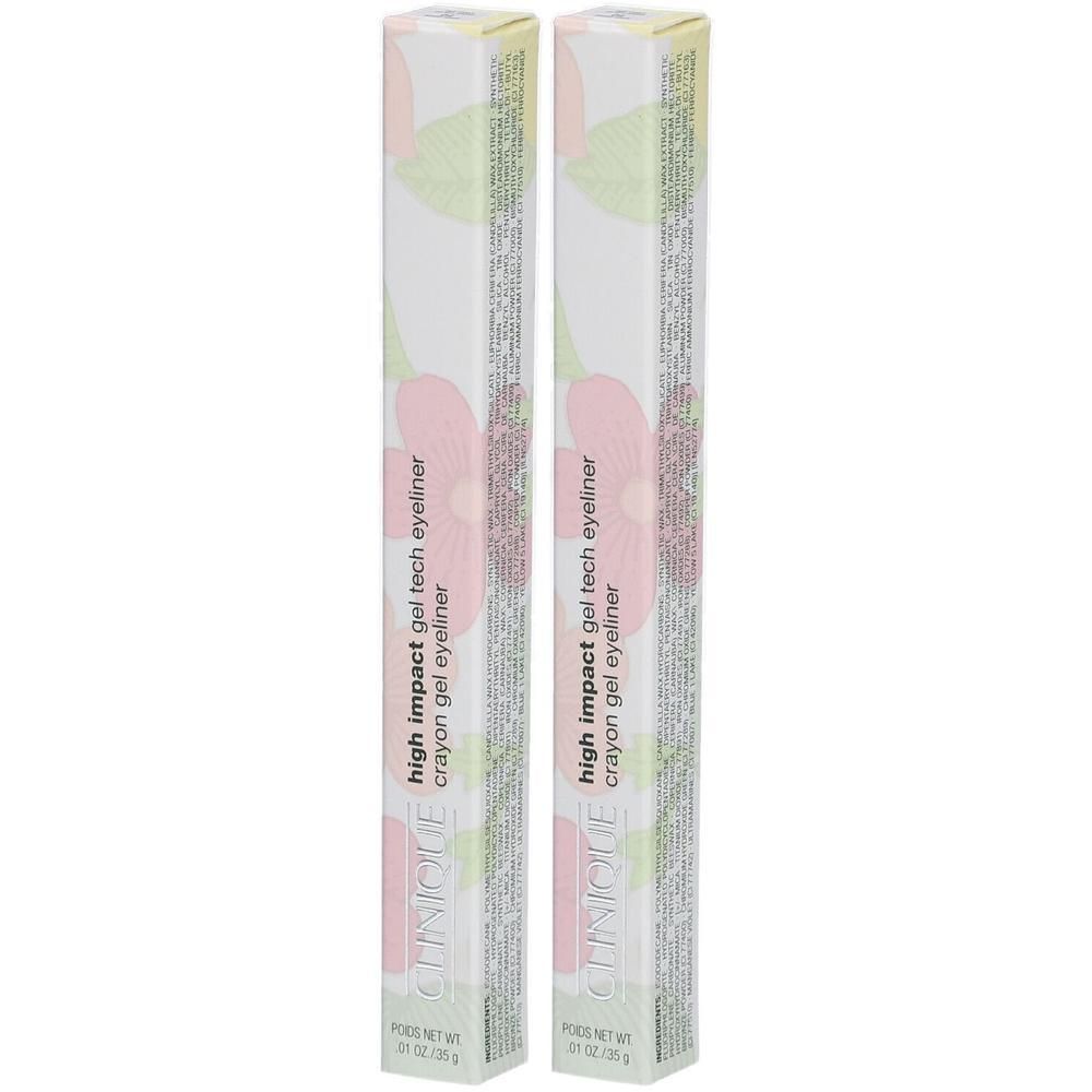 Deux paquets de High Impact Gel Tech Eyeliner Clinique en blanc éclatant.