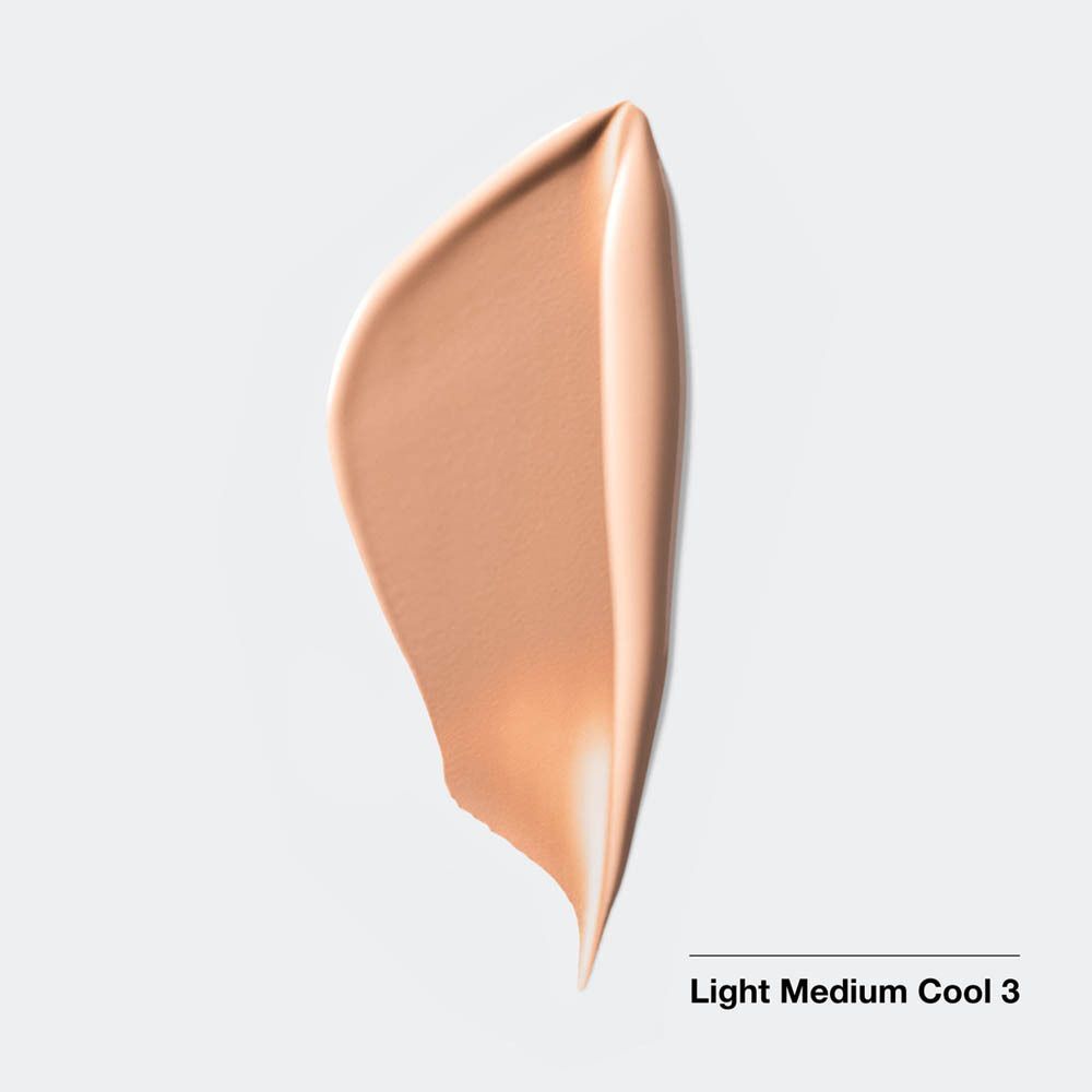 Échantillon de Clinique Even Better Vitamin Makeup, teinte Light Medium Cool 3. Texture beige clair sur fond clair.