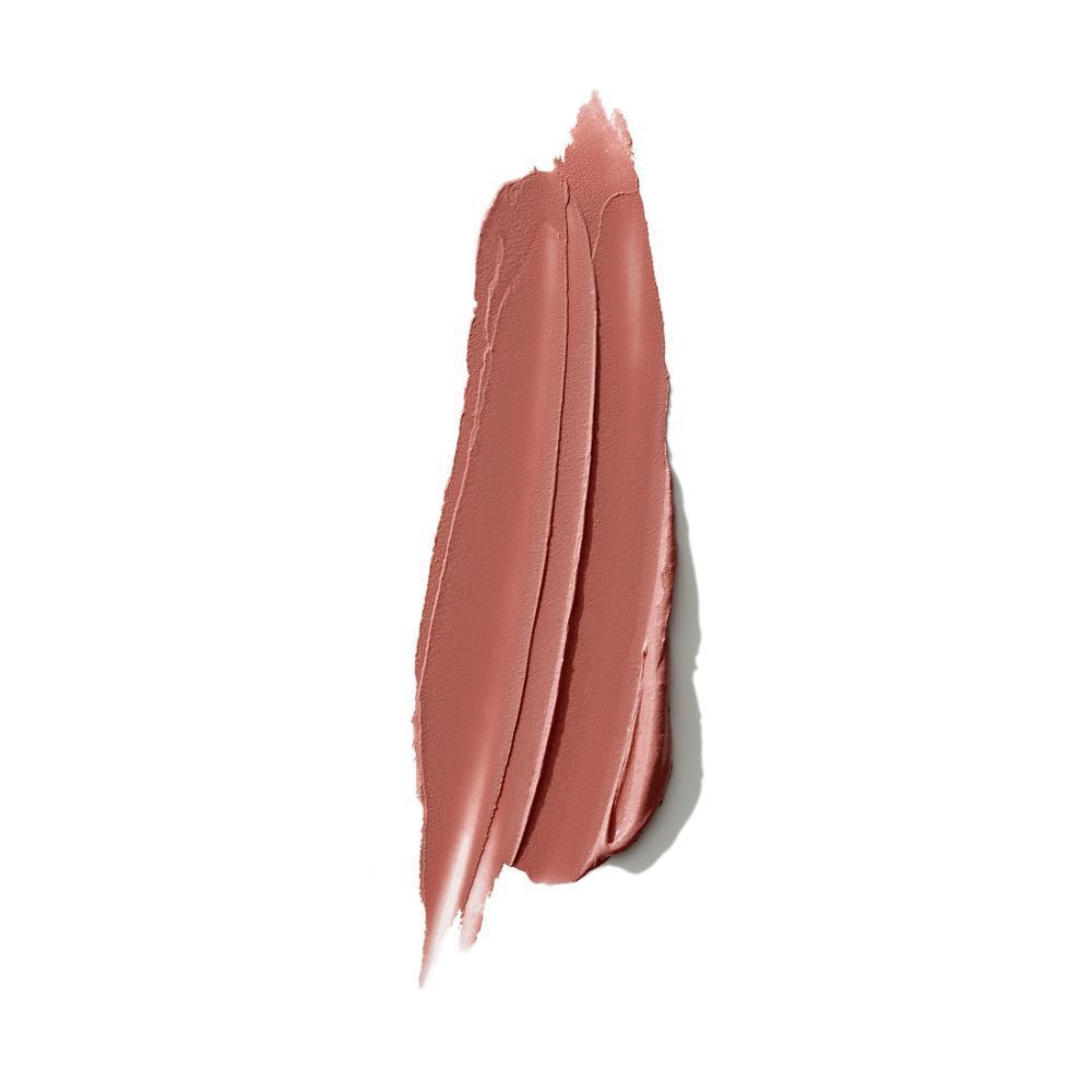 Lippenstift textuurstaal in een nude tint met matte finish.