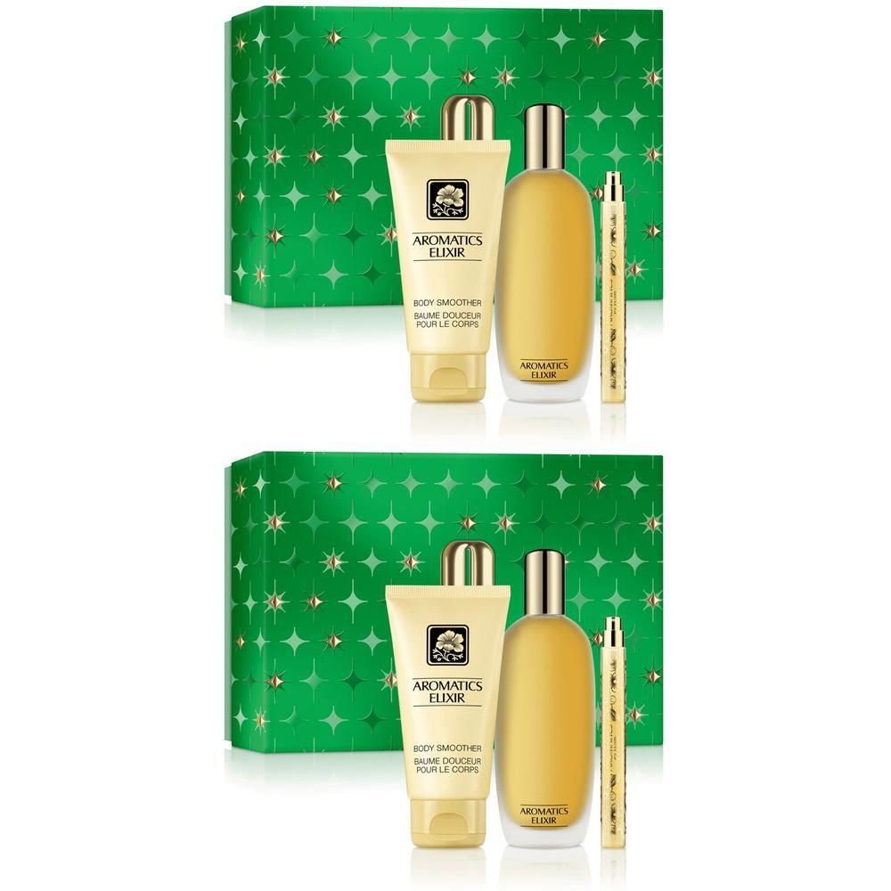 Clinique Aromatics Elixir Set: Body Smoother tube, Eau de Parfum fles en reisverstuiver.