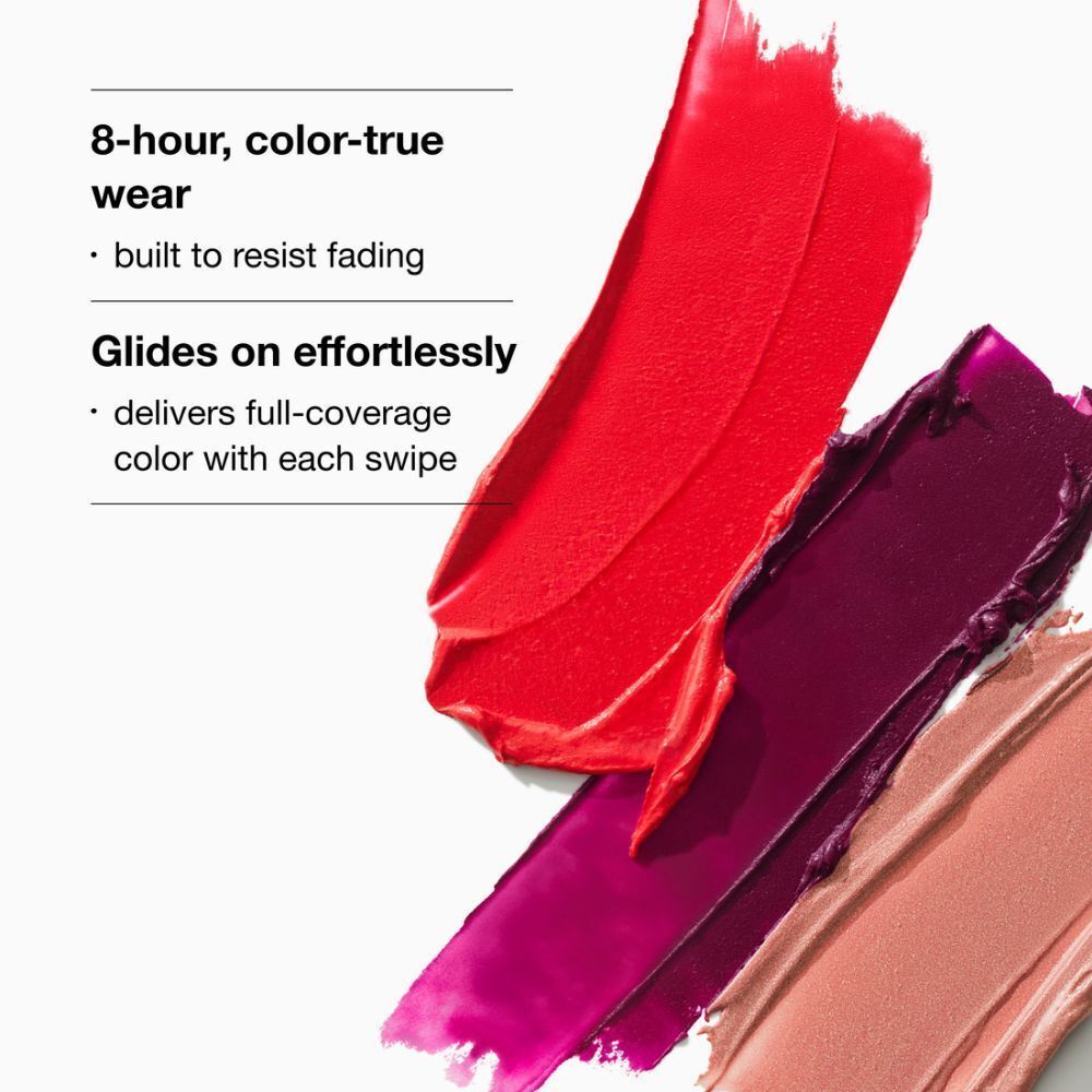 Kleurstalen van Clinique Pop lipstick: 8-uur draagkracht, glijdt moeiteloos.