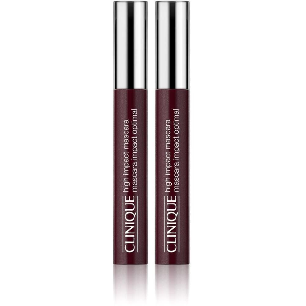 Deux mascaras Clinique High Impact dans des tubes foncés avec des capuchons argentés.